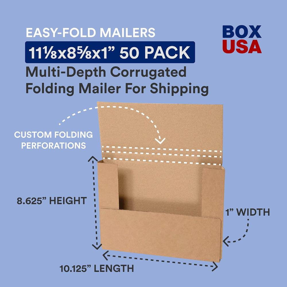 BOX USA Moving Boxes 11.125"L x 8.625"W x 1"H Medium 50-Pack |...
