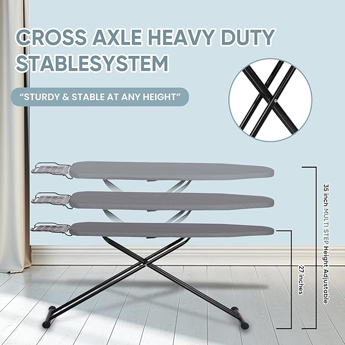 Deluxe Ironing Board with Heat Resistant Cover and Thicken Felt Pad, Heavy - Image 3