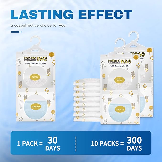 Vacplus Moisture Absorbers, Hanging Closet Dehumidifier Bags, Humidity Packs - Image 3