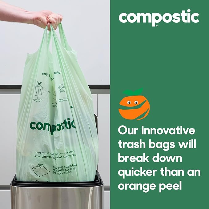 Compostic Home Compostable Trash Bags, 3 Gallon Small Kitchen Rubbish Bags - Image 5