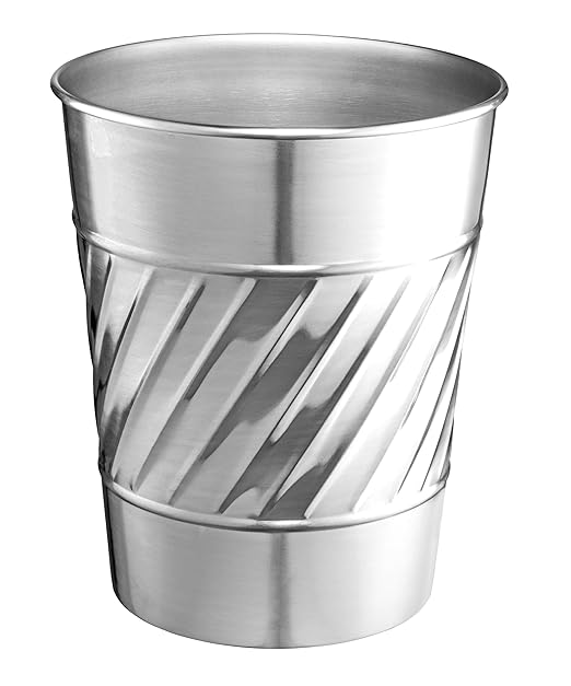 Monarch Abode Nickel Chrome Handcrafted Wave Embossed Metal Wastebasket by MonarchAbode