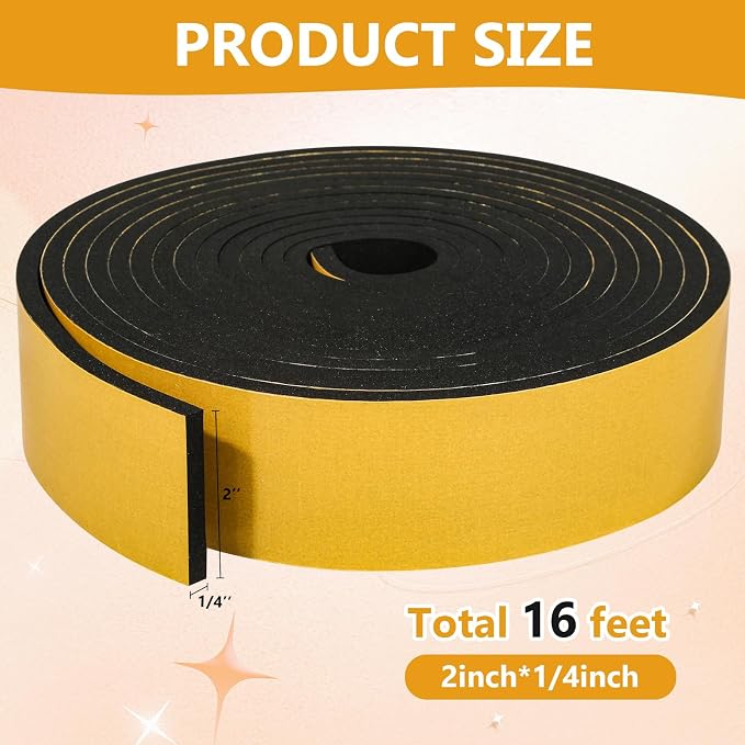Weather Stripping Seal for Door Window, 16Feet High Density Foam Tape, - Image 2