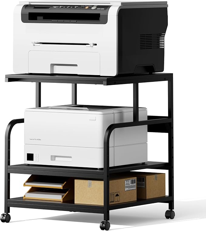Printer Stand, Heavy Duty Sturdy 3-Tier Rolling Cart - Image 6