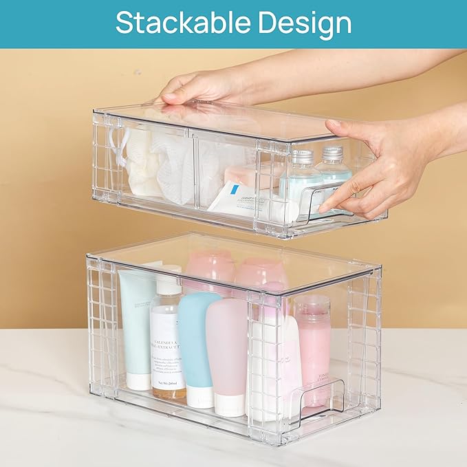 Vtopmart 6 Pack Clear Stackable Storage Drawers, Plastic Drawers - Image 7