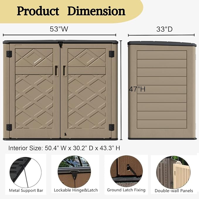 ZZM Large Outdoor Storage Shed, 48 Cu Ft Resin Versatile Storage Cabinet - Image 5