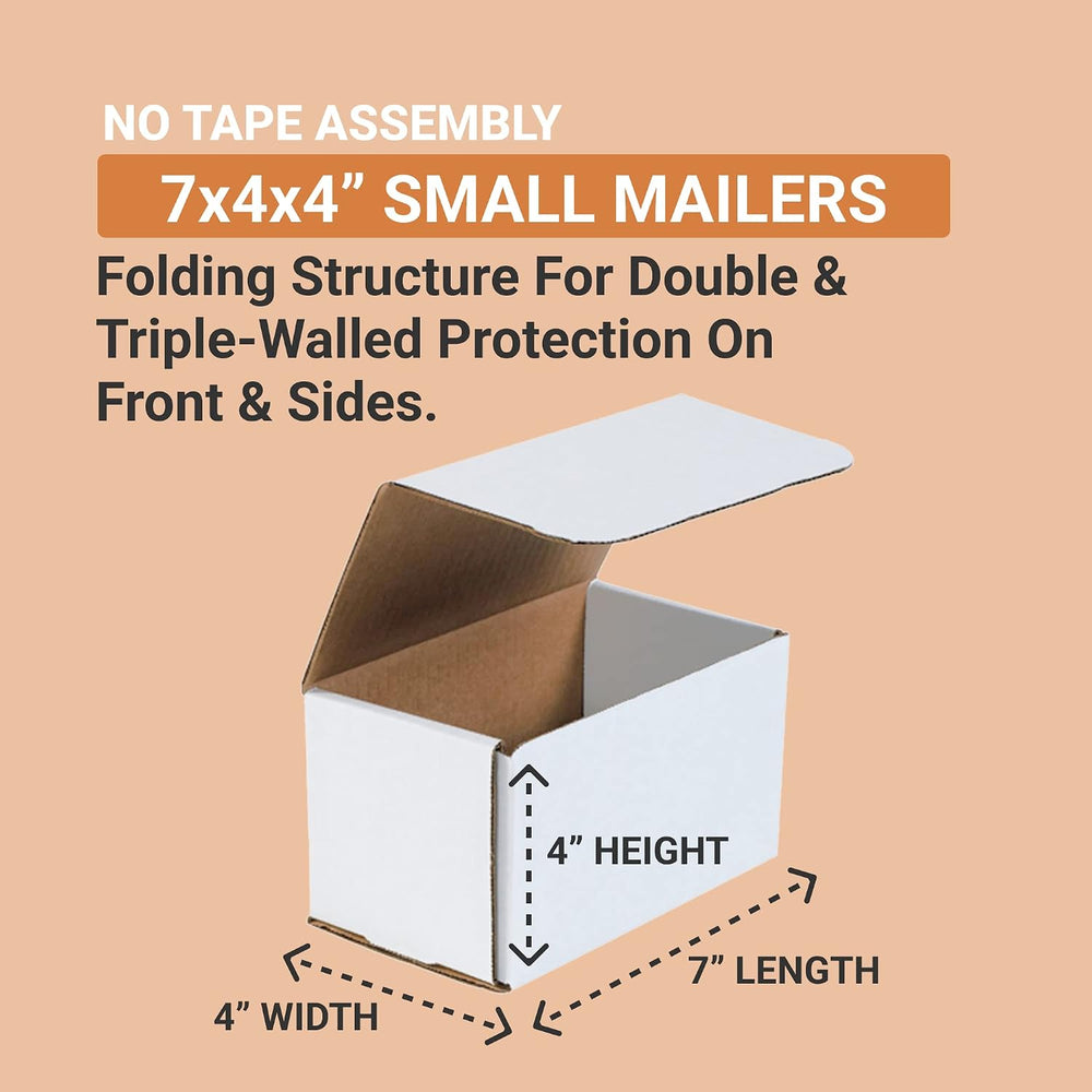 BOX USA Shipping Boxes Small 7"L x 4"W x 4"H 50-Pack - Corruga...