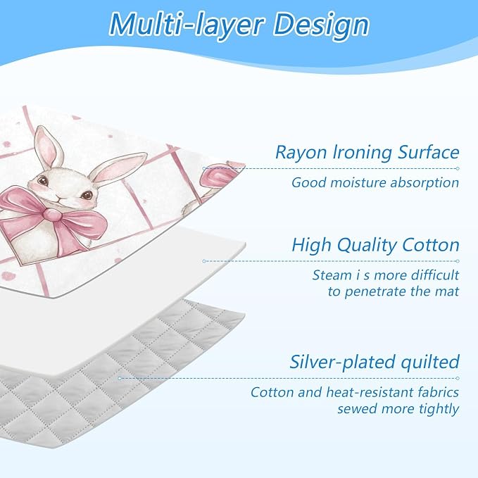 Easter Bunny Bows Pink Ironing Mat Thickened Ironing Blanket Travel Portable - Image 4
