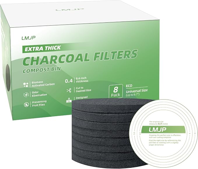 6.7 Inch Charcoal Filters for 8 Pack Kitchen Countertop Compost Bins- Extra by LMJP