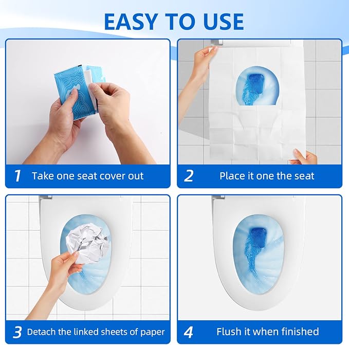 Toilet Seat Covers, XL Flushable and Biodegradable Paper Cover Disposable - Image 6