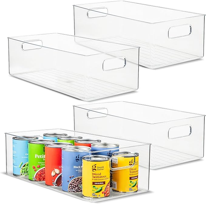 Plastic Food Storage 4 Pack Clear Container Bin by primebox