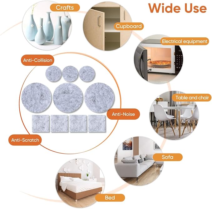 Furniture Pads 300 Pcs Premium Furniture Felt Pads, Huge Quantity Self Adhesive - Image 6