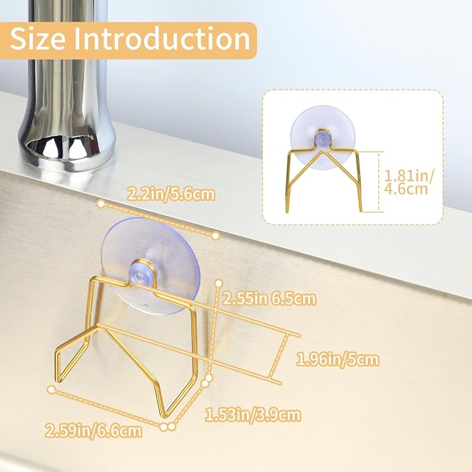 Snailhouse Sponge Holder for Kitchen Sink, 2 Pack Suction Cup Stainless Steel - Image 6