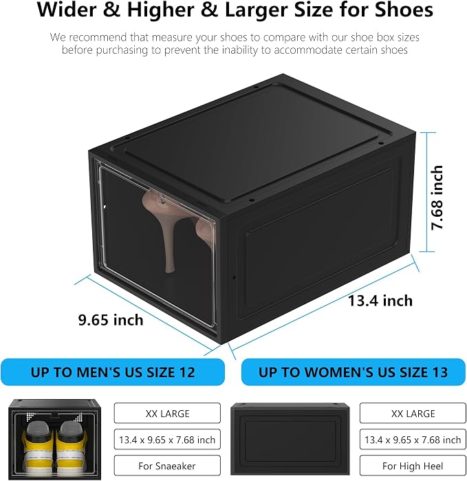 12 Pack Hard Sturdy Thickened Rigid XX Large Shoe Storage Organizer - Image 4