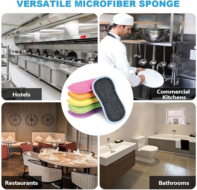 HOMEXCEL 12 Pack Multi-Purpose Scrub Sponges Kitchen, Dish Sponge, Non-Scratch - Image 7