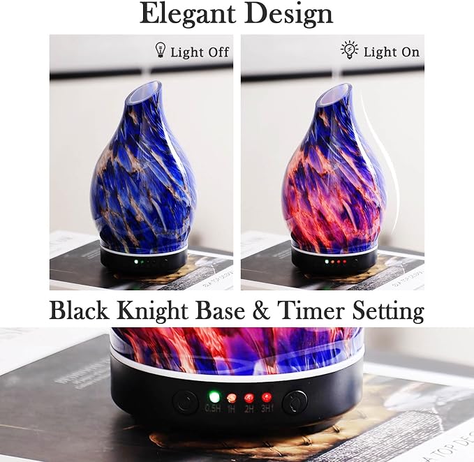 Porseme 150ml Essential Oil Diffuser Glass Color Changing Aroma Air Diffusers - Image 4