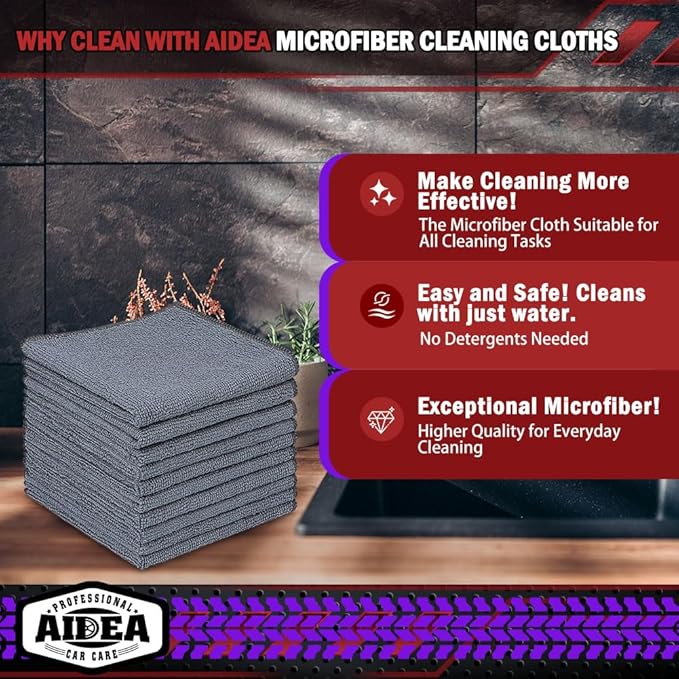 AIDEA Microfiber Cleaning Cloth Grey 150PK, Microfiber Towels - Image 2