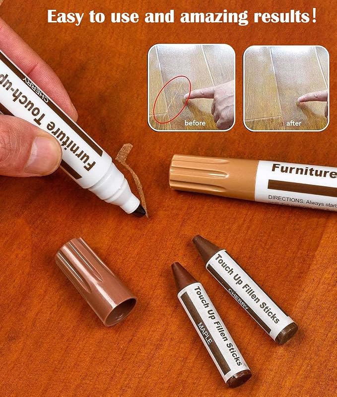 Furniture Markers Touch Up, Lifreer 21 Pcs Wood Filler Floor Scratch Repair Kits - Image 2