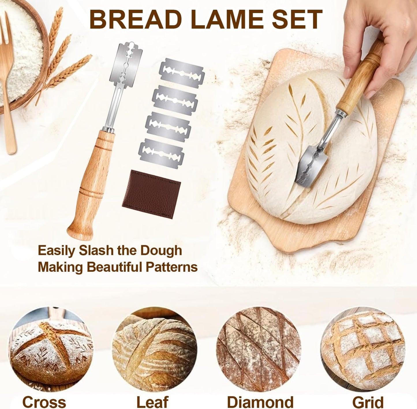 Sourdough Starter Kit, Banneton Bread Proofing Basket Set with Glass Starter Jar, 9" Round & 10" Oval Proving Basket Supplies, Complete Sourdough Bread Baking Tools Kit Gift for Bakers Women