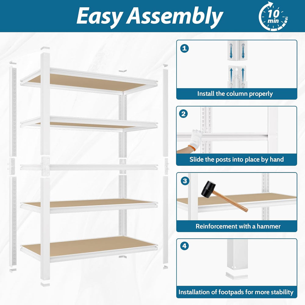 PrimeZone 36"W x 16"D x 72"H Closet Storage Shelves, 5-Tier Me...