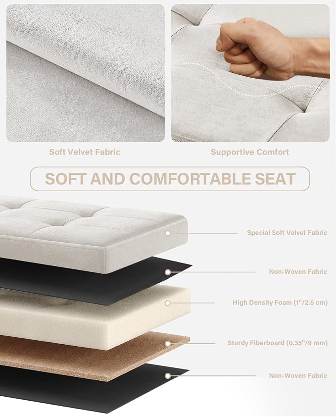 Folding Storage Ottoman, Velvet Storage Bench, End Stool, Foot Stool, - Image 7