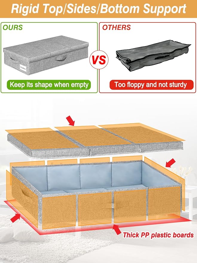 punemi Under Bed Storage With Lids, 2 Pack Large Underbed Storage Containers - Image 3