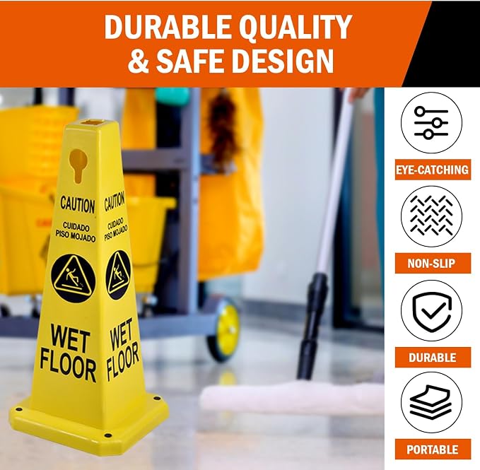 8-Pack 26.5" Caution Cones, 4-Sided Visible Safety Signs - Image 5