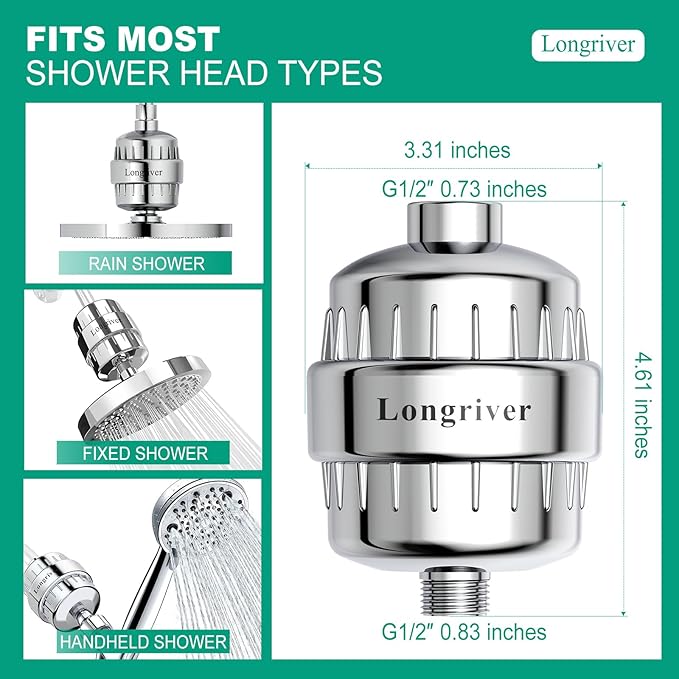 R7 Shower Filter with 2 Replacement Cartridge High Put Shower Water Filter - Image 4