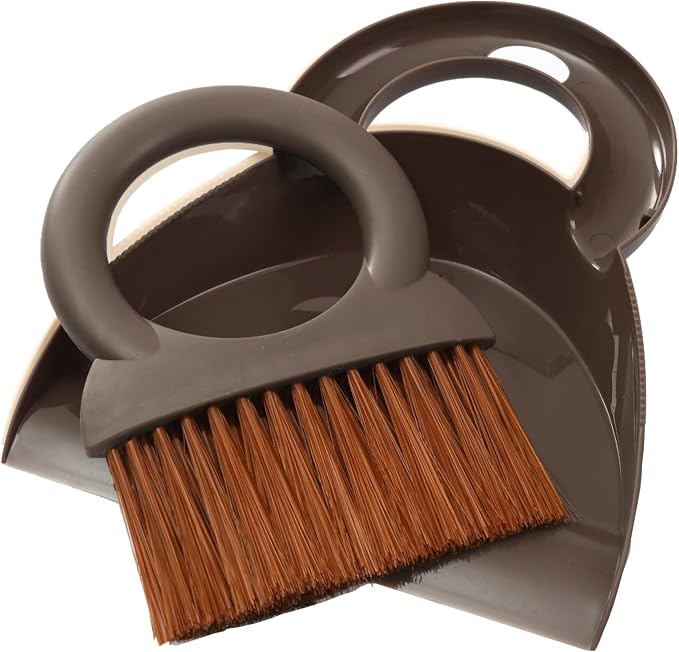 Round Handle Brush and Dustpan Set Small Broom & Dustpan Portable Handheld by BSMstonehouseholdsupplies