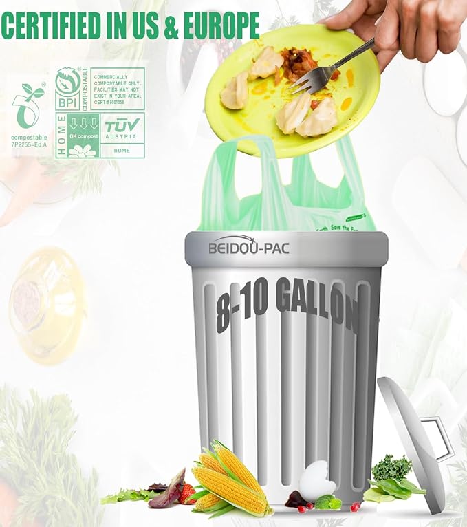 8-10 Gallon Compostable Trash Bags, Sturdy & Biodegradable, ASTM D6400 - Image 4