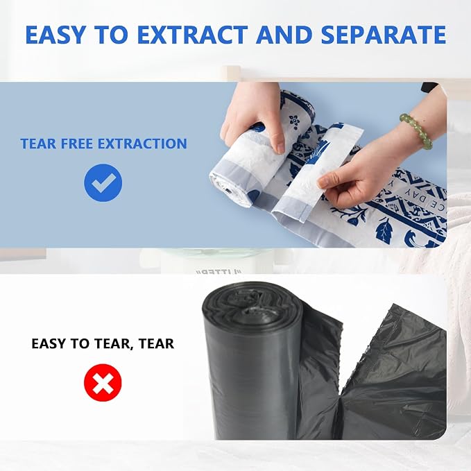 VOK 4 Gallon Trash Bags Drawstring, Printed Small Garbage Bags - Image 3