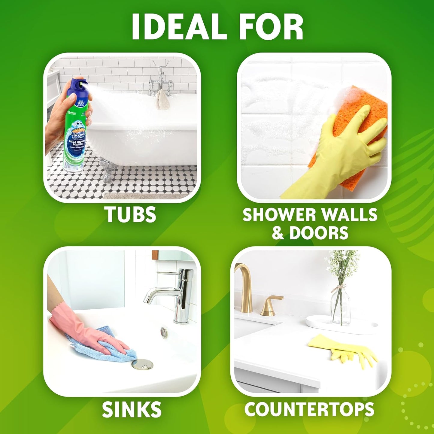 Scrubbing Bubbles Mega Bathroom and Shower Foamer Aerosol, Rainshower Scent, 20oz (Pack of 2)