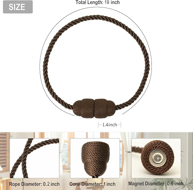 Magnetic Curtain Tiebacks Rope Curtain Tie Backs - Image 2