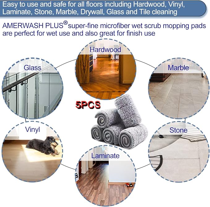 Microfiber Replacement Mop Pads 16.5''x5.5'' Compatible - Image 4