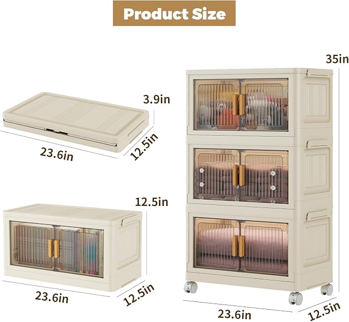 3 Tier Stackable Plastic Storage Bins - Image 2