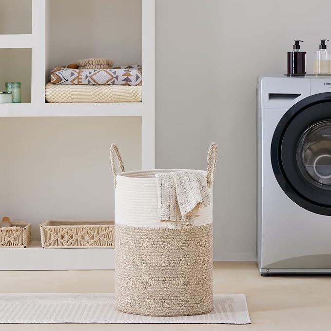 VIPOSCO Large Laundry Hamper, Tall Woven Rope Storage Basket - Image 7