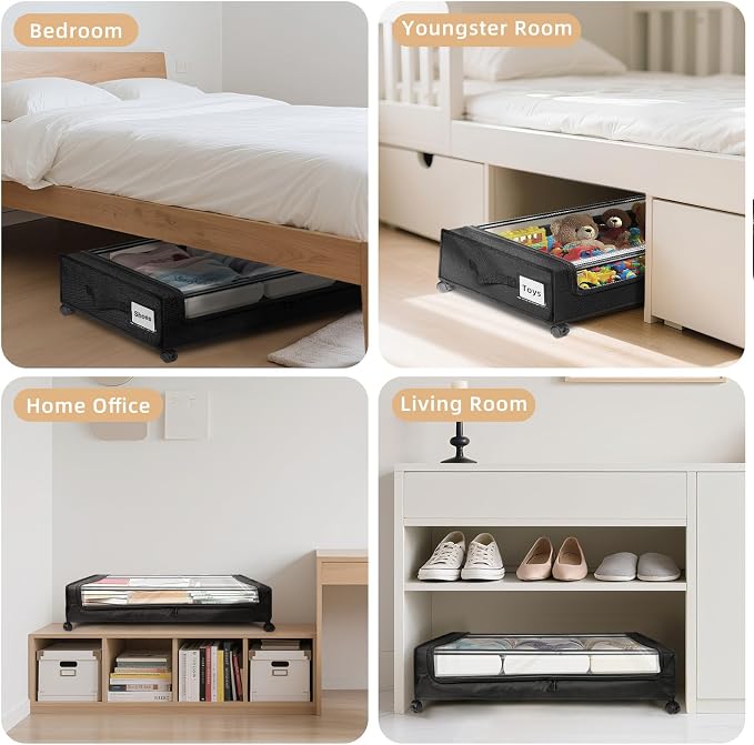 Under Bed Storage with Wheels 2-Pack，Under Bed Storage Containers XXL，Underbed - Image 7