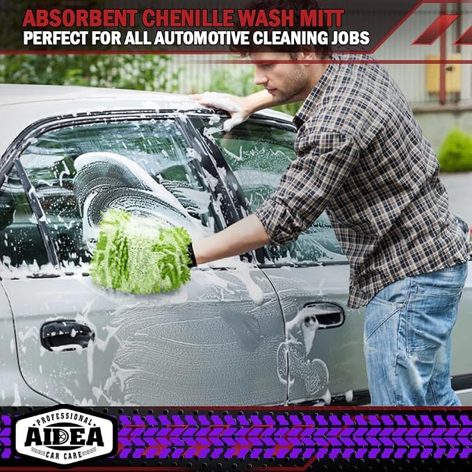 AIDEA Car Wash Mitt Microfiber, 1PK-Scratch-Free& Lint-Free, Premium Chenille - Image 6