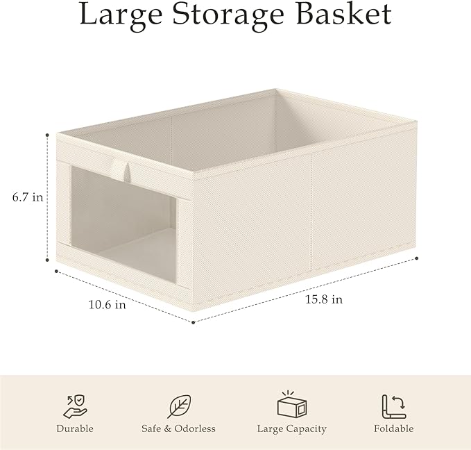 Criusia Linen Closet Organizers and Storage, 4 Pack Linen Closet Baskets - Image 3