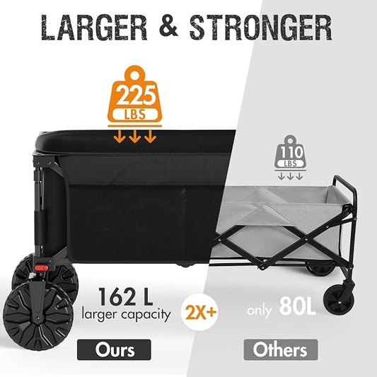PORTAL Collapsible Wagon with Brakes, Heavy Duty Utility Cart with All-Terrain - Image 2