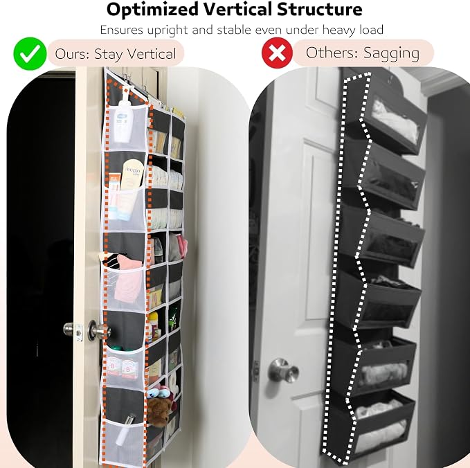 Over the Door Organizer 5 Tiers, Extra Large Behind Door Storage of 10 - Image 4