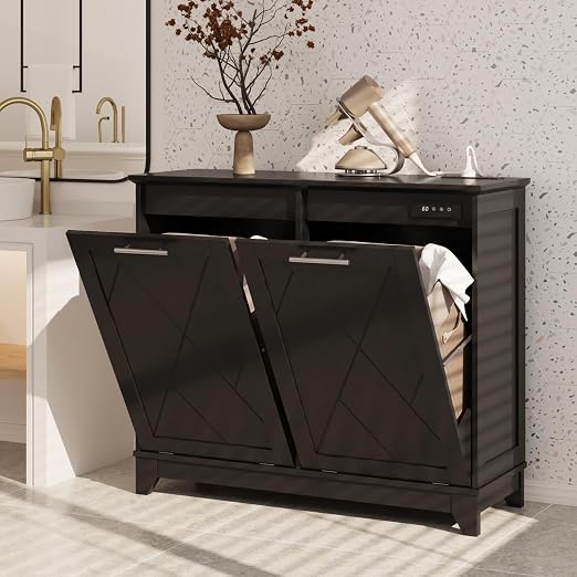 Double Tilt Out Trash Can Cabinet, 10 * 2 Gallon Garbage Trash Bin - Image 6