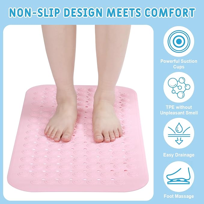 Dunzy 6 Pcs Non Slip Bath Mats 27.6x14.2 Inches TPE Bathtub Mats - Image 3