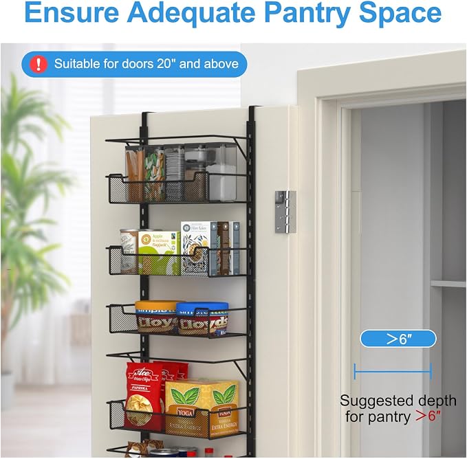 Over the Door Pantry Organizer, 6-Tier Over the Door Organizer - Image 3