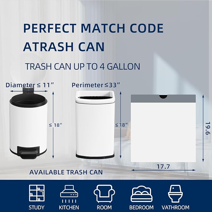 2.6 Gallon Mini Drawstring Trash Bags, Small Garbage Bags by KSSKSS, Code a fit - Image 2