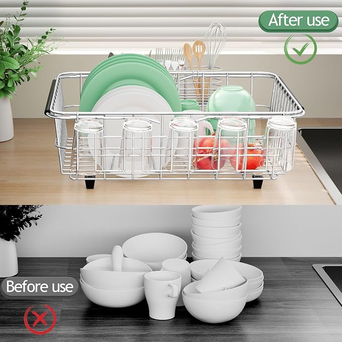 Dish Drying Rack in Sink, Extendable Stainless Steel Dish Drainers - Image 7