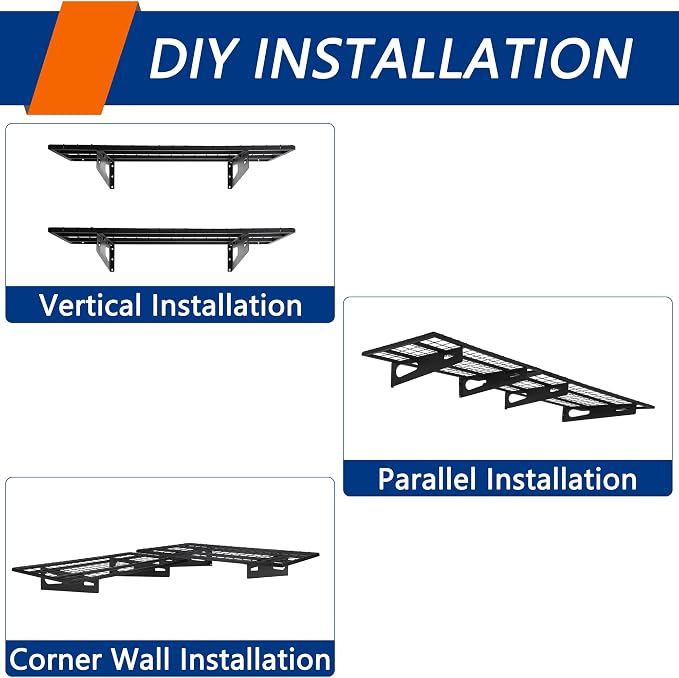 2-Pack 1.5x3FT Garage Shelving 17.7-inch-by-35.8-inch Wall Shelf Garage Storage - Image 6