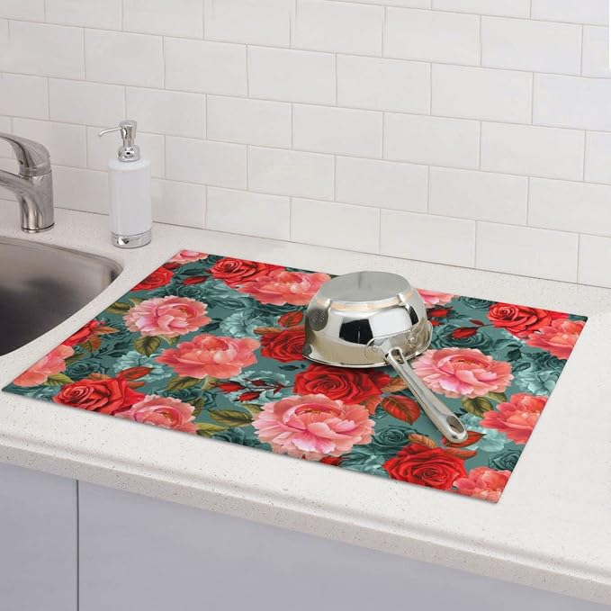 Floral Boho flowers Dish Drying Mat - Image 7