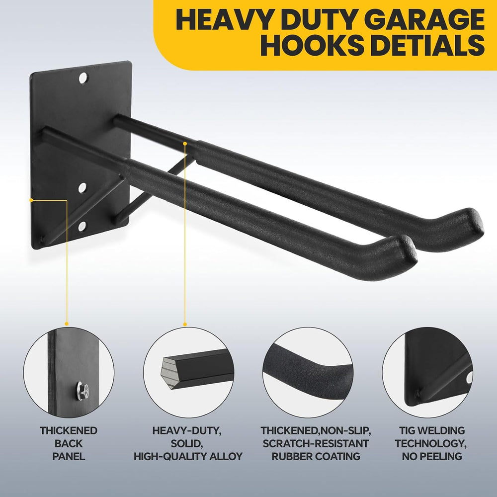 14" Large Heavy Duty Garage Hooks, Steel Garage Storage Hooks with Suppo...