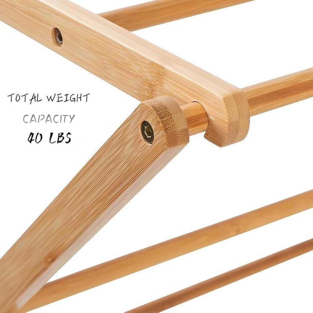 Collapsible Bamboo Drying Rack – Foldable Laundry Drying Stand for Indoor/Out...