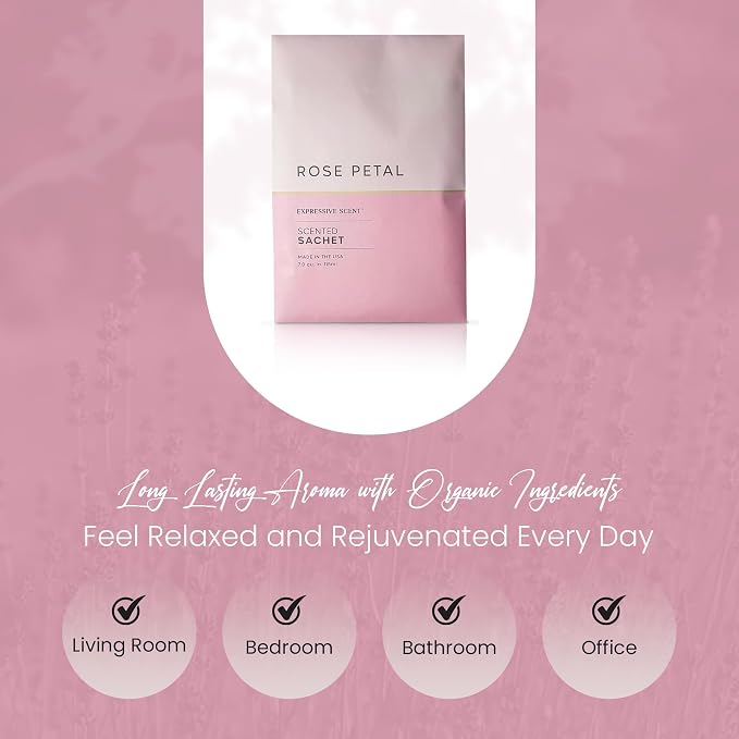 Expressive Scented Fresh Scent Pouches – Perfect Rose Petal Air Freshener – - Image 4
